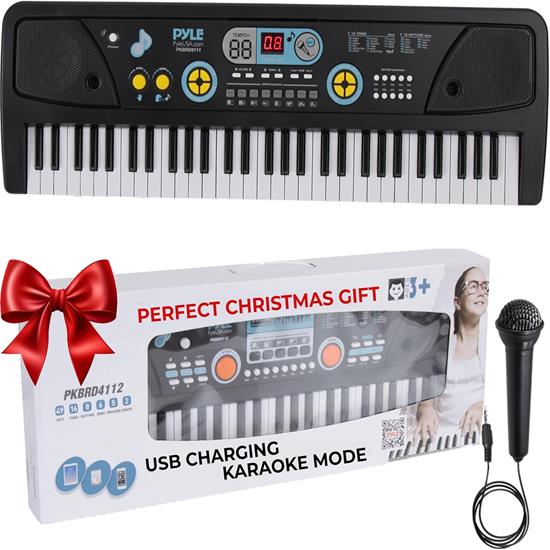 Pyle - PKBRD4112 , Musical Instruments , Drums , Digital Musical Karaoke Keyboard - Portable Electronic Piano Keyboard with Built-in Rechargeable Battery & Wired Microphone (49 Keys)