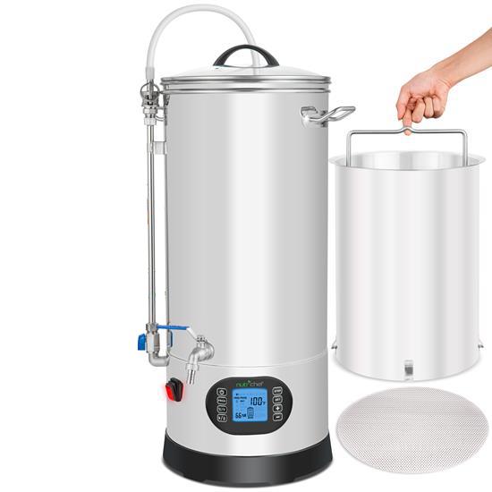 Pyle - PKBRKTL200 , Kitchen & Cooking , Fridges & Coolers , Home Beer Brewing Machine with Circulation Pump System, Inner Malt Pipe, and Filter Screen