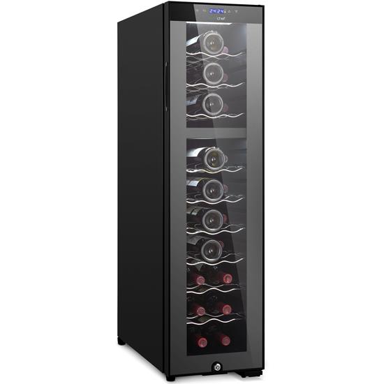 Pyle - PKCWCDS275 , Kitchen & Cooking , Fridges & Coolers , Wine Chilling Refrigerator Cellar - Dual-Zone Wine Cooler/Chiller, Digital Touch Button Control with Air Tight Seal, Contains Placement for Standing Bottles (27 Bottle Storage Capacity)