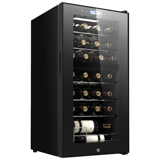 Pyle - PKCWCDS285 , Kitchen & Cooking , Fridges & Coolers , Wine Chilling Refrigerator Cellar - Dual-Zone Wine Cooler/Chiller, Digital Touch Button Control with Air Tight Seal, Contains Placement for Standing Bottles (28 Bottle Storage Capacity)