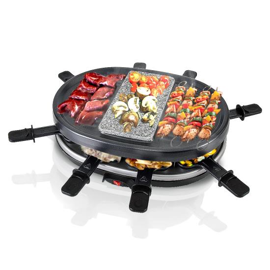 Pyle - PKGRST32 , Kitchen & Cooking , Cooktops & Griddles , Raclette Grill Two-Tier Party Cooktop Metal Grill Surface with Stone Plate