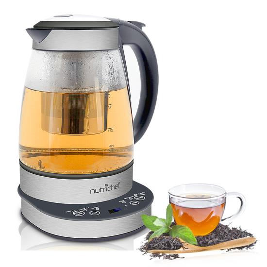 Pyle - AZPKTM15 , Kitchen & Cooking , Water & Tea Kettles , 2-in-1 Electric Glass Kettle & Tea Maker - Tea Brewing Kettle, Water Boiler & Warmer