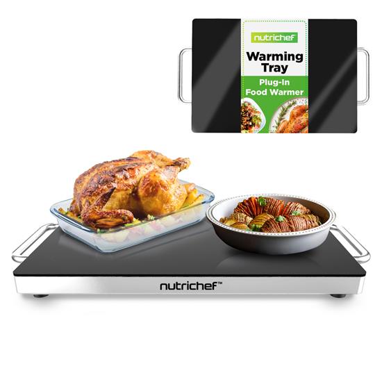 Pyle - PKWTR30 , Kitchen & Cooking , Food Warmers & Serving , Electric Warming Tray / Food Warmer with Non-Stick Heat-Resistant Glass Plate (16.5'' x 11.0'' Heating Surface)