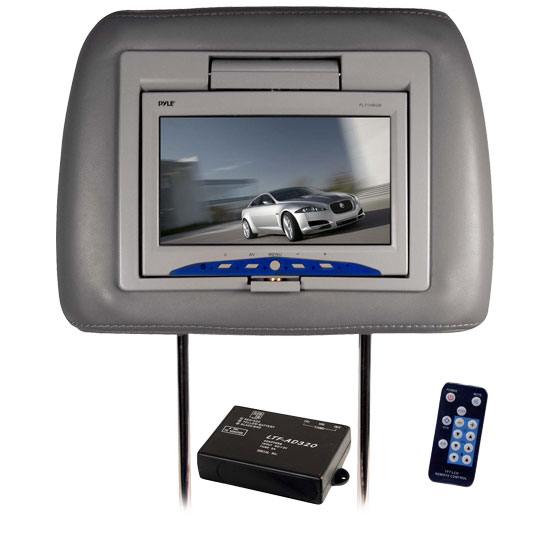 Pyle - PL71HRGR , On the Road , Headrest Video , Pyle-View Series Adjustable Headrest w/Built-in 7'' TFT Monitor (Grey)