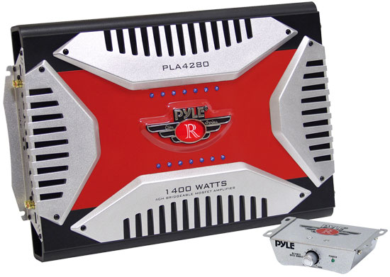 Pyle - PLA4280 , On the Road , Vehicle Amplifiers , Red Elite 4 Channel 1400 Watt Bridgeable Mosfet Amplifier