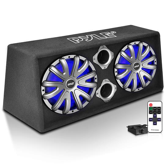 Pyle - PLBAS102LE.5 , On the Road , Subwoofer Enclosures , 10'' Dual Bass Subwoofer Box System - Rear Vented Design with Built-in Illuminating LED Lights