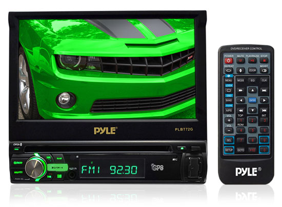 Pyle - PLBT72G , On the Road , Headunits - Stereo Receivers , 7'' Single DIN In-Dash Motorized Touch Screen TFT/LCD Digital Monitor w/Multimedia Disc/MP4/USB/SD-Slot Card AM/FM/Bluetooth Dial Pad