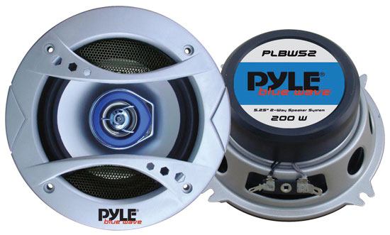 Pyle - PLBW52 , On the Road , Vehicle Speakers , 5.25'' 200 Watt Two-Way Speaker w/Blue LED Light