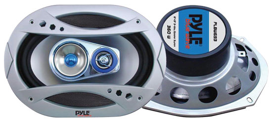 Pyle - PLBW693 , On the Road , Vehicle Speakers , 6''x9'' 400 Watt Three-Way Speaker w/Blue LED Light