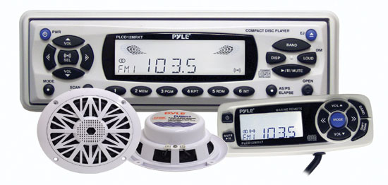 Pyle - PLCD12MRKT , Marine and Waterproof , Headunits - Stereo Receivers , AM/FM-MPX In-Dash Marine CD Player w/Full Face Detachable Panel & Wired Remote/5.25'' Speakers