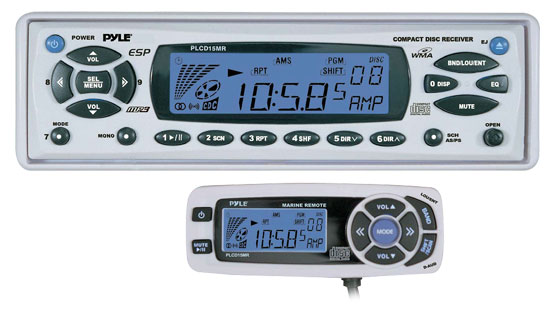 Pyle - PLCD15MR , On the Road , Headunits - Stereo Receivers , AM/FM-MPX In-Dash Marine MP3 Player w/Full Face Detachable Panel with Wired Remote