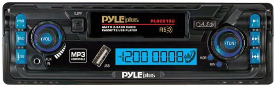 Pyle - PLRCS19U , On the Road , Headunits - Stereo Receivers , AM/FM 2 Band Radio Digital Car Cassette Player MP3 Compatible Built-In USB/ AUX-IN