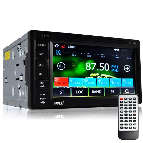 Pyle - PLRNV63 , On the Road , Headunits - Stereo Receivers , 6.5” Bluetooth LCD Digital Touch Screen Receiver with GPS , with maps for USA/CANADA/MEXICO, USB/SD Memory Card Readers, AUX/MP3 Input, Bluetooth, Double DIN with Remote