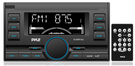 Pyle - PLRRR18U , On the Road , Headunits - Stereo Receivers , Digital Receiver with USB/SD Memory Card Readers, AM/FM Radio, AUX Input, Remote Control, Double DIN