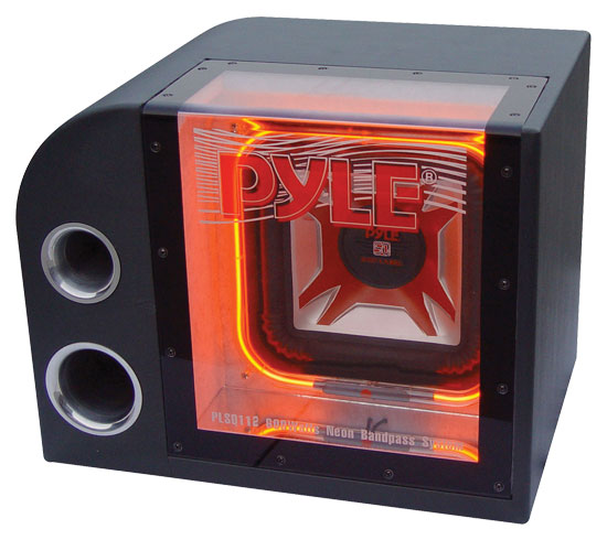 Pyle - PLSQ110 , On the Road , Subwoofer Enclosures , 10'' Single Bandpass System w/Neon Woofer Silhouette