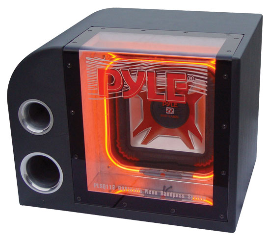 Pyle - PLSQ112 , On the Road , Subwoofer Enclosures , 12'' Single Bandpass System w/Neon Woofer Silhouette