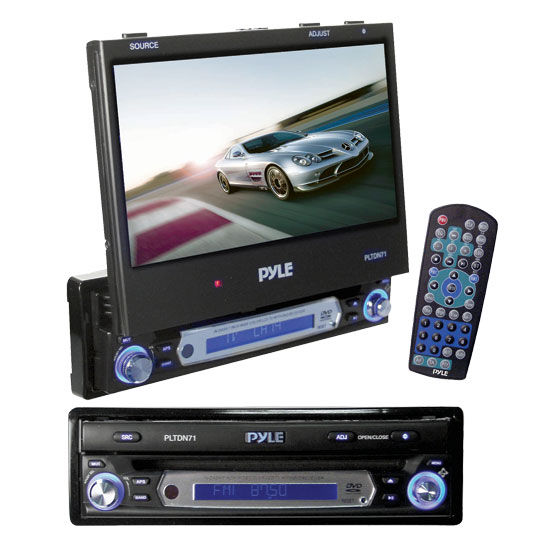 Pyle - PLTDN71 , On the Road , Headunits - Stereo Receivers , Single DIN Motorized 7'' TFT Monitor Multimedia Disc/AM/FM/Receiver/TV Turner