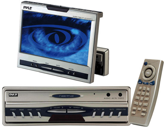 Pyle - PLTV7R , On the Road , Headunits - Stereo Receivers , 7'' Motorized In-Dash TFT-LCD Monitor w/AM/FM TV Tuner & CD Changer Controls