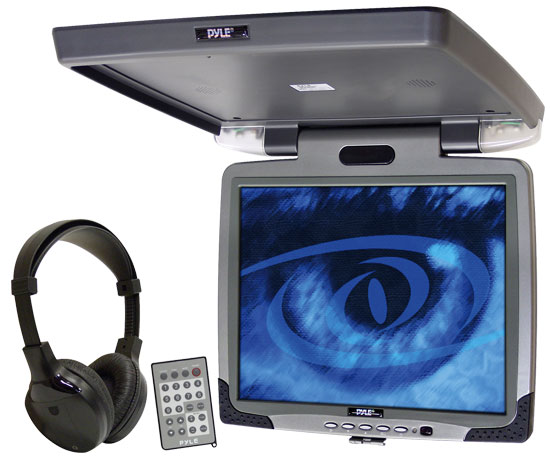 Pyle - PLVW1550IR , On the Road , Overhead Monitors - Roof Mount , 15'' High Resolution TFT-LCD Flip-Down Monitor w/Infrared Wireless Headphone