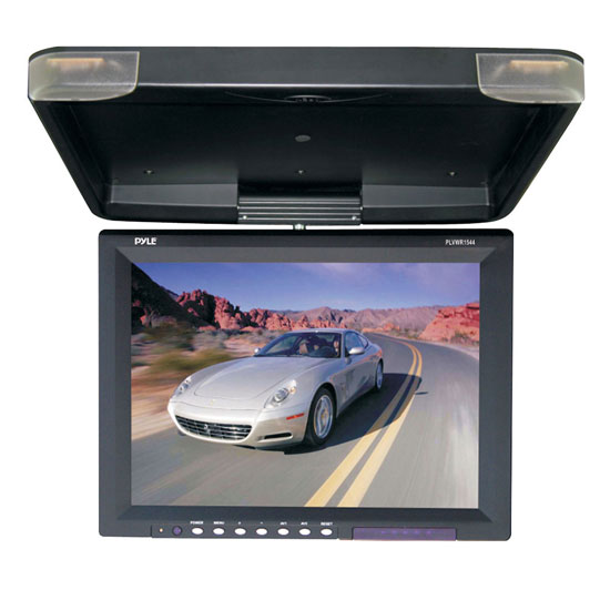 Pyle - PLVWR1544 , On the Road , Overhead Monitors - Roof Mount , 15.1'' Hi-Res Flip Down Roof Mount LCD Monitor & IR Transmitter (Black)