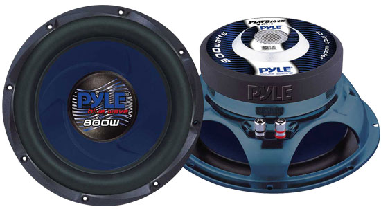 Pyle - PLWB104X , On the Road , Vehicle Subwoofers , 10'' 800 Watt Molded Blue Cone Subwoofer