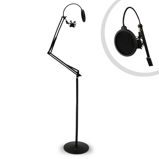 Pyle - PMKSH28 , Musical Instruments , Mounts - Stands - Holders , Sound and Recording , Mounts - Stands - Holders , Microphone Boom Suspension Stand - Scissor Spring Arm Floor Mic Stand with Shock Mount & Pop Filter