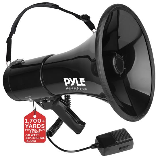 Pyle - PMP53IN , Sound and Recording , Megaphones - Bullhorns , Megaphone Speaker - PA Bullhorn with Siren Alarm Mode, Handheld Microphone, AUX Input, Volume Control