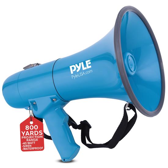 Pyle - PMP80WLTB , Home and Office , Megaphones - Bullhorns , Sound and Recording , Megaphones - Bullhorns , Megaphone Siren Bullhorn Speaker, Portable and Lightweight Automatic Bullhorn For Indoor and Outdoor Use (Blue)