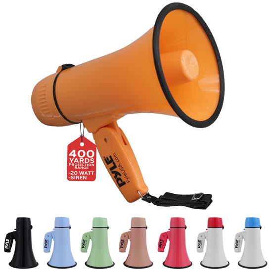 Pyle - PMPRA213OR , Sound and Recording , Megaphones - Bullhorns , Lightweight and Portable Bullhorn Megaphone, Aux (3.5mm) Input for MP3/Music, Automatic Siren, 20-Watt, MIC/TALK (Orange)