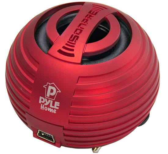 Pyle - PMS8R , Home and Office , Portable Speakers - Boom Boxes , Bass Expanding Chainable Rechargeable Mini Speakers For IPod/IPhone/MP3/Computer (Red)