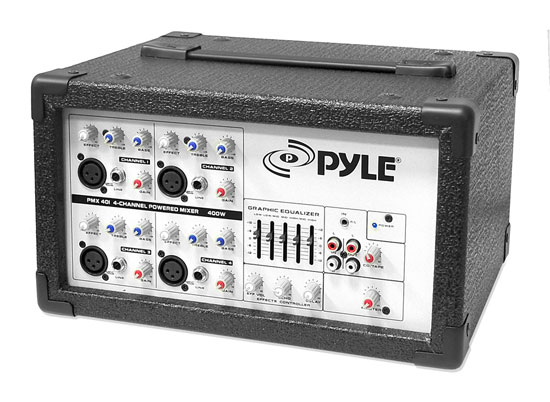 Pyle PMX401 DJ Pro 4 Ch Powered Professional PA Mixer Amplifier Amp 