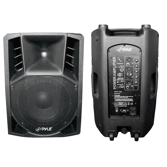 Pyle - PPHP126A , Sound and Recording , PA Loudspeakers - Cabinet Speakers , 1000 Watts 12'' Powered 2 Way Plastic Molded PA Speaker With Wheels For easy Transport