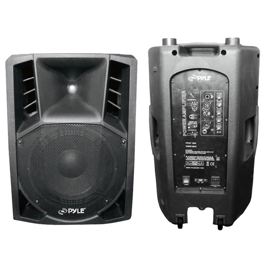 Pyle - PPHP156A , Sound and Recording , PA Loudspeakers - Cabinet Speakers , 1200 Watts 15'' Powered 2 Way Plastic Molded PA Speaker With Wheels For Easy Transport