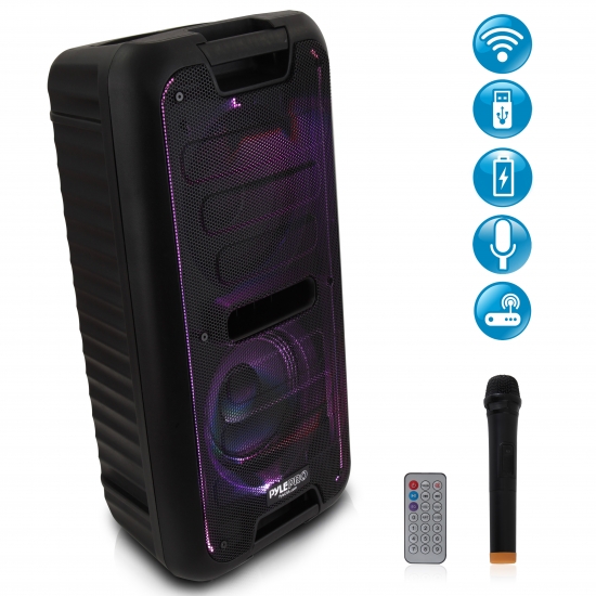 Pyle - PPHP28BA , Sound and Recording , PA Loudspeakers - Cabinet Speakers , Bluetooth Portable PA Speaker & Microphone System - Compact Loudspeaker with Built-in Rechargeable Battery, Wireless UHF Mic, MP3/USB/SD/FM Radio