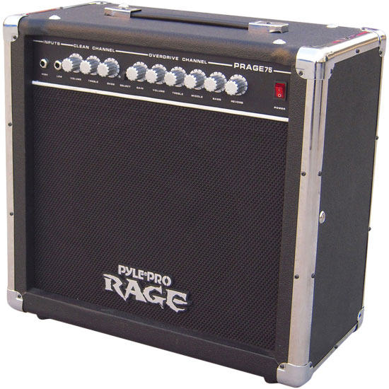 Pyle - PRAGE75 , Sound and Recording , Amplifiers - Receivers , 75 Watt Rage-Series Electric Guitar Amplifier With Overdrive