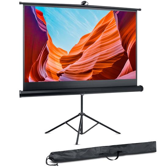 Pyle - PRJTP80 , Home and Office , Projector Screens - Accessories , Universal 84-Inch Tripod Screen - Floor Standing Portable Fold-Out Roll-Up Tripod Manual Projector Screen