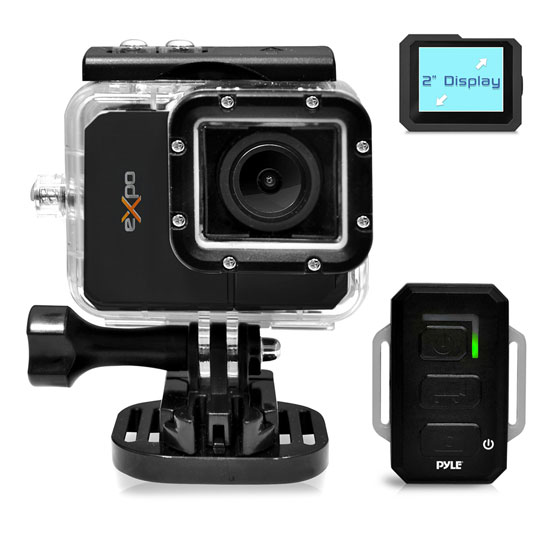 Pyle - PSCHD90BK , Gadgets and Handheld , Cameras - Videocameras , Pyle eXpo Hi-Res Action Cam with Full HD 1080p Video, 20 Mega Pixel Camera, 2'' LCD Screen, Wi-Fi Remote