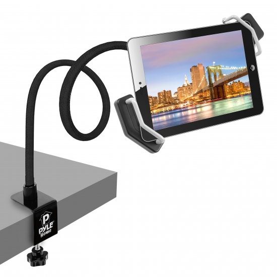 Pyle - PSPAD15 , Musical Instruments , Mounts - Stands - Holders , Sound and Recording , Mounts - Stands - Holders , Gooseneck Seat Desk Bolt Clamp Mount Bracket Tablet Holder For All iPads, Kindle, Androids, eReaders, Nexus,Sansumg Galaxy Table/Surface Clamp, Swivel/Adjustable Gooseneck Arm, LED Lights, & USB Charge Port