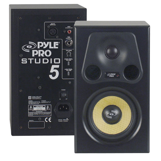 Pyle - PSTUDIO5 , Sound and Recording , Studio Speakers - Stage Monitors , 5.25'' 300 Watt 2-Way Bass Reflex Amplified Studio Monitor Speaker