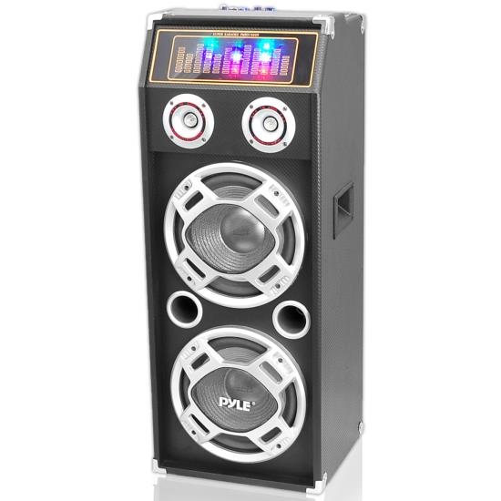 Pyle - PSUFM1030P , Sound and Recording , PA Loudspeakers - Cabinet Speakers , 1000 Watt Disco Jam 2-Way Passive DJ Speaker w/ Dual 10'' Subwoofers, Dual Tweeters & Flashing DJ Lights (For Use w/ PSUFM1035A)