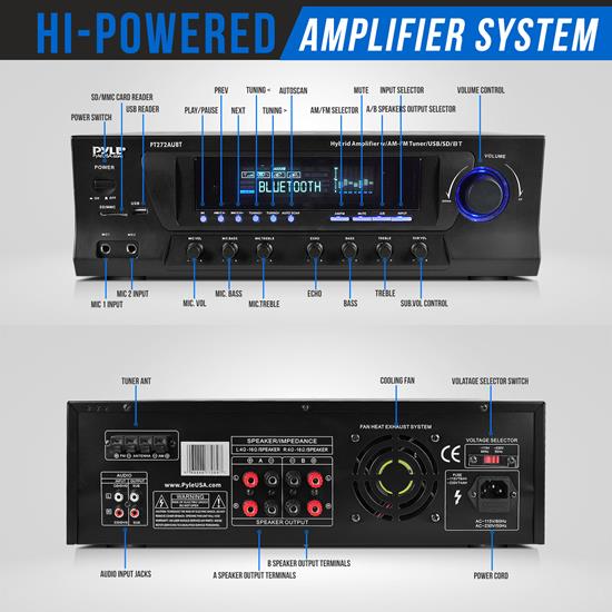 Pyle - PT272AUBT - Home and Office - Amplifiers - Receivers - Sound and