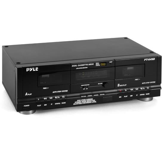Pyle - PT649D , Sound and Recording , Digital Tuners - Speaker Selectors , Dual Cassette Deck - Double Cassette Tape System for Audio Mixtape Recording, CrO2 Tape Selector, High-Speed Dubbing, Rack Mount