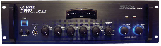 Pyle - PT910 , Sound and Recording , Amplifiers - Receivers , 19'' Rack Mount 1200 Watt Stereo Power Amplifier/Mixer w/ 70V Output