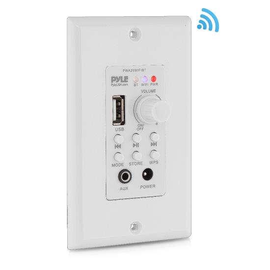 Pyle - PWA25WIFIBT , Sound and Recording , Amplifiers - Receivers , In-Wall Wi-Fi Wireless Audio Control - Bluetooth Wall Plate Switch Receiver, Aux (3.5mm) Input