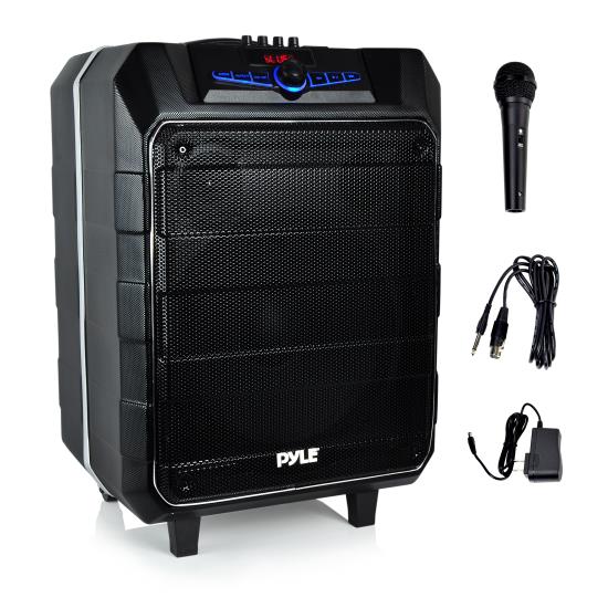 Pyle - PWM1235BT , Sound and Recording , PA Loudspeakers - Cabinet Speakers , Active PA Bluetooth Loudspeaker - Portable Stereo Speaker System, Karaoke Microphone Talkover, MP3/USB/Micro SD/FM Radio