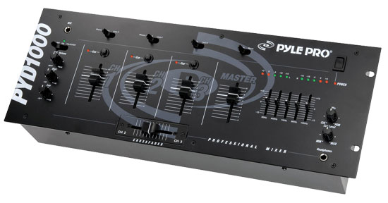 Pyle - PYD1000 , Sound and Recording , Mixers - DJ Controllers , 19'' Rack Mount 3-Channel Professional Mixer