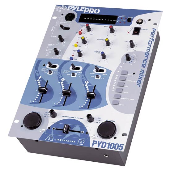 Pyle - PYD1005 , Sound and Recording , Mixers - DJ Controllers , 10'' Three Channel DJ Trick Mixer w/ Punch and Sound Effects