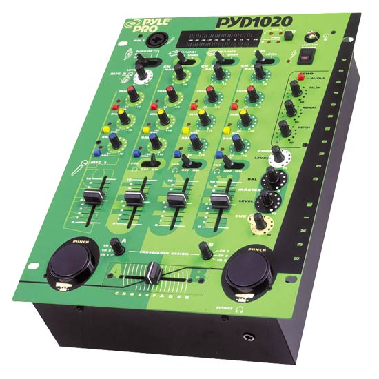 Pyle - PYD1020 , Sound and Recording , Mixers - DJ Controllers , 10'' Three Channel DJ Trick Mixer with Punch and Echo