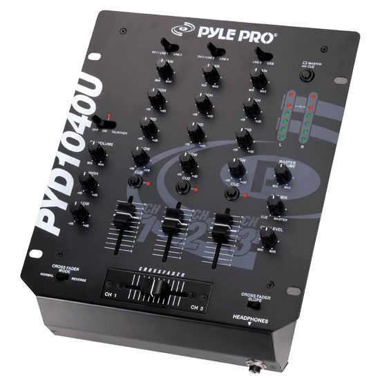 Pyle - PYD1040U , Sound and Recording , Mixers - DJ Controllers , 10'' 3-Channel Professional Mixer with USB