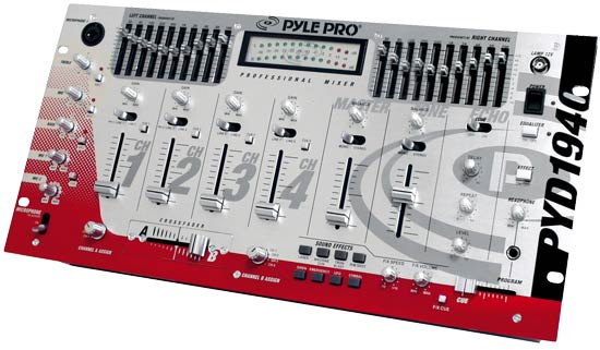 Pyle - PYD1940 , Sound and Recording , Mixers - DJ Controllers , 19'' Rack Mount 4CH Professional Mixer with SFX and Echo